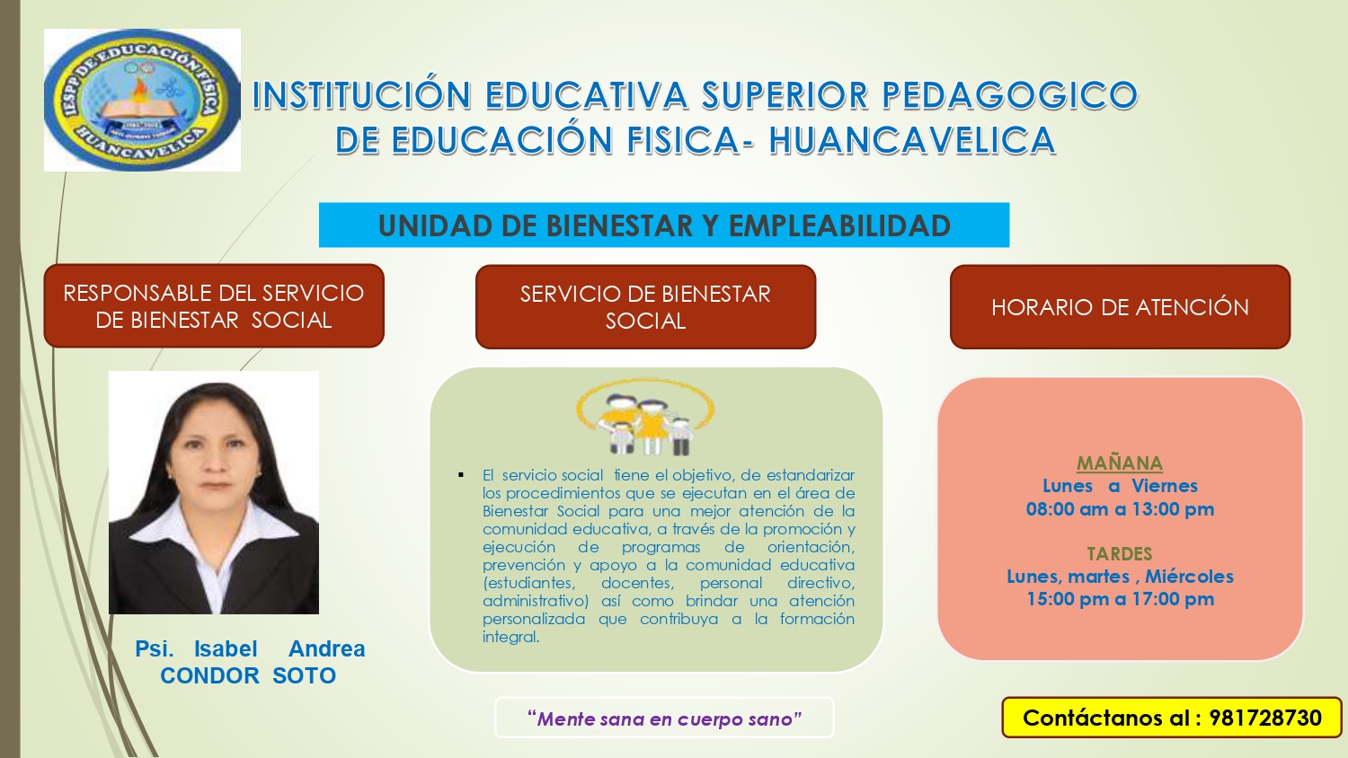 Horario de Atención Bienestar Social